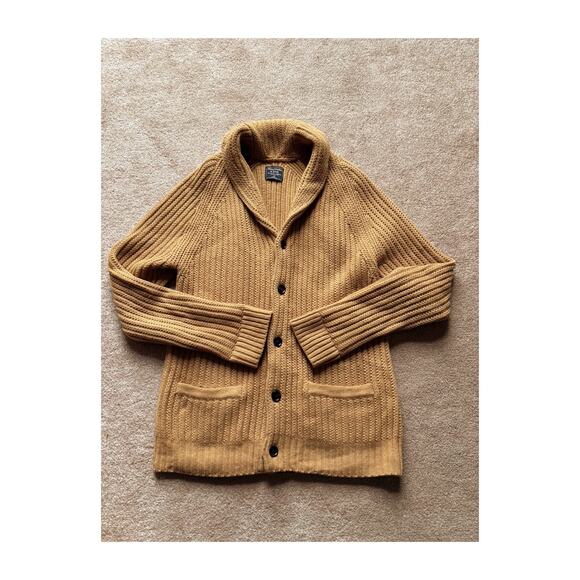 Abercrombie & Fitch Wool Alpaca Chunky Knit Shawl Neck Button Grandpa Cardigan M - Picture 3 of 7